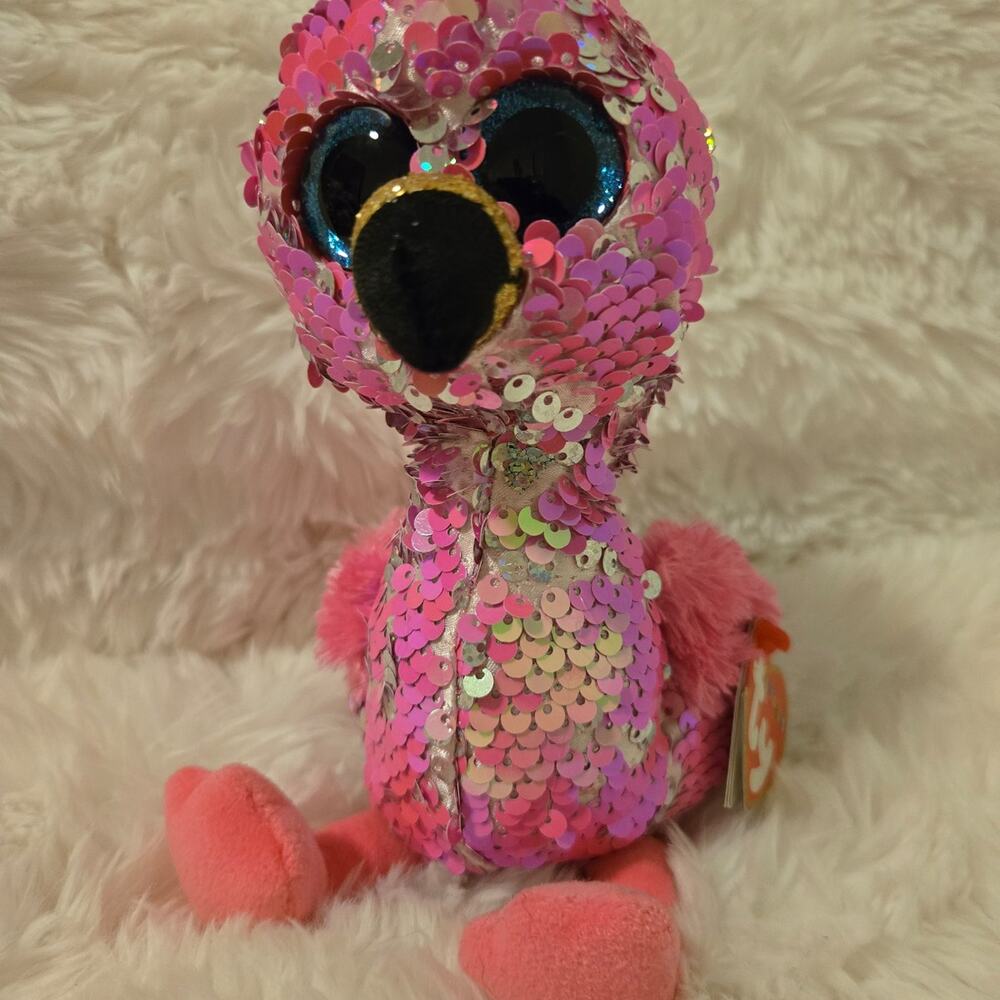 Ty Beanie Boos Flippables Pinky Flamingo Plush